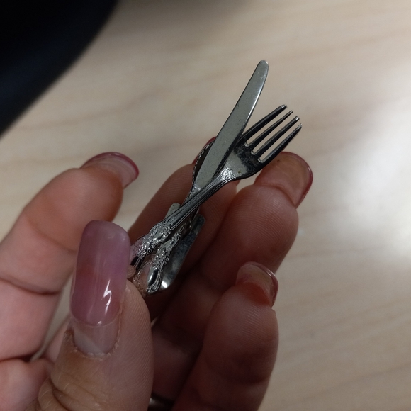 Vintage Silverware Spoon & Knife Brooch Jewelry Accessory Pin Preppy Neck Tie - Picture 4 of 13